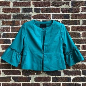 NWOT Banana Republic fit flare ruffle sleeve fitted crop blazer office jacket